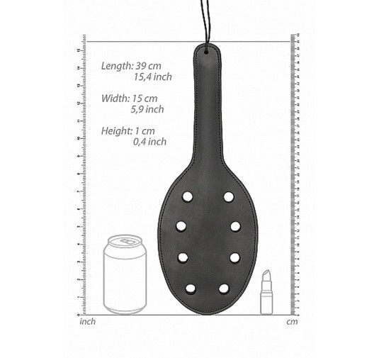 Saddle Leather Paddle With 8 Holes - Black